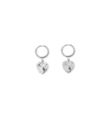 Claw heart clear earrings silver