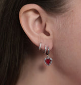 claw heart red single earring silver