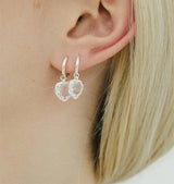 Claw heart clear earrings silver