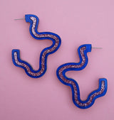 doodles earrings blue/pink glitter/mirror
