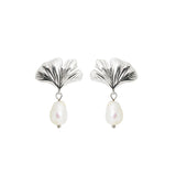 ginko pearl earrings silver