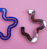 doodles earrings blue/pink glitter/mirror