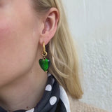 i heart you earrings green
