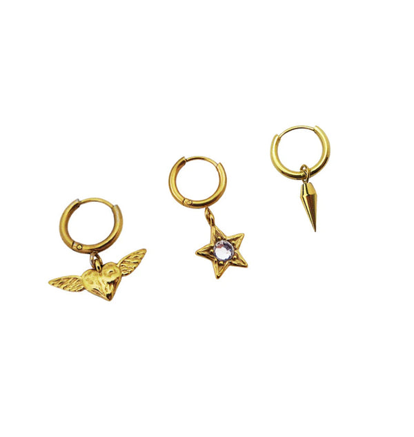 Veja & Siri earrings trio gold