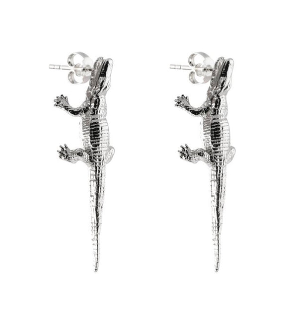 Alligator earrings silver