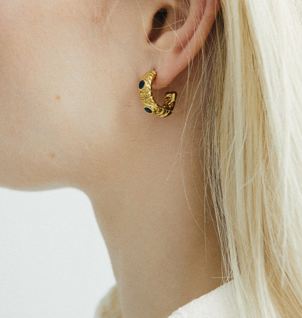 donna earrings blue gold
