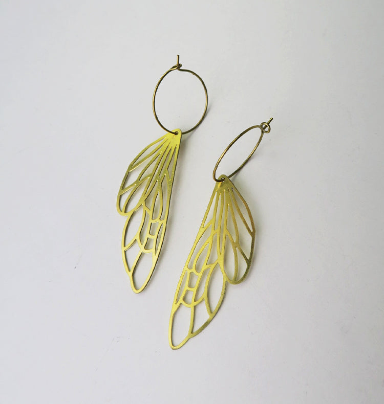Dragonfly wings earrings gold