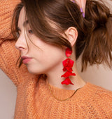 Flake earrings red