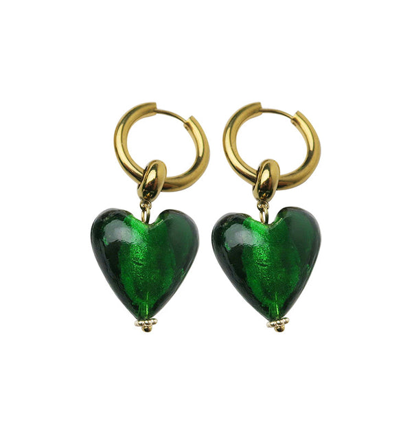 i heart you earrings green