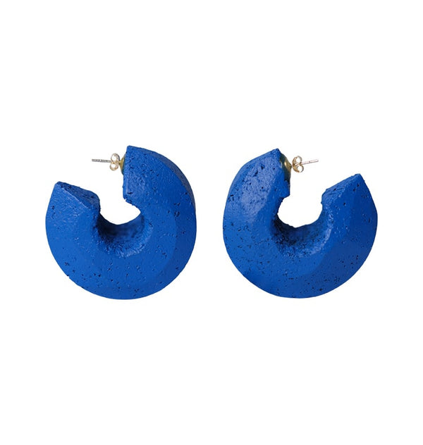 Shape earrings small cork blue