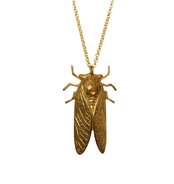 Cicada necklace brass