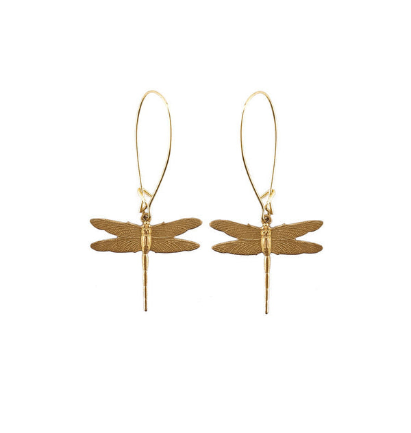 Dragonfly small earrings brass