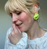 curve earrings green