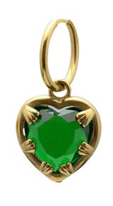 Claw Heart Green Single Earring Gold