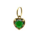 Claw Heart Green Single Earring Gold