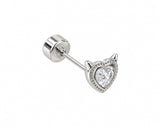 devil heart clear single stud silver