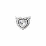 devil heart clear single stud silver