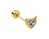 devil heart single stud gold