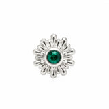Green star silver single earring