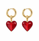 I heart you earrings red