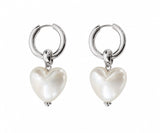 I heart you earrings pearl silver