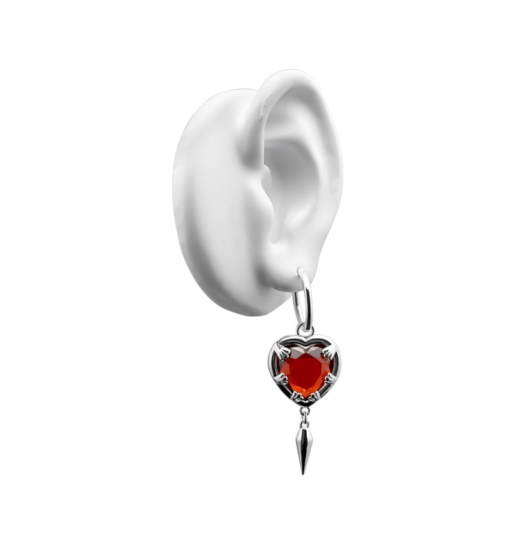 Claw heart big silver