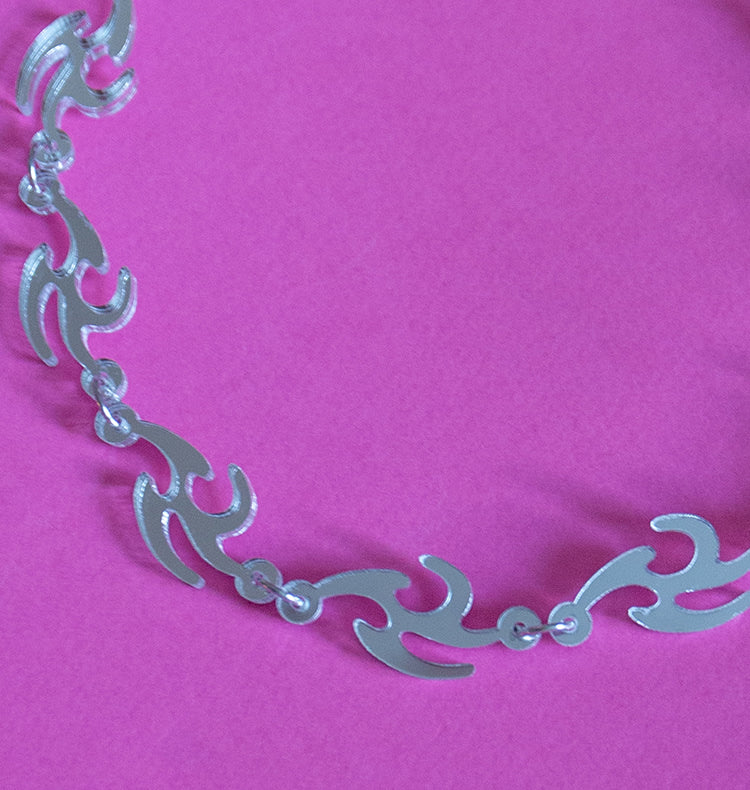 Cyber choker necklace silver
