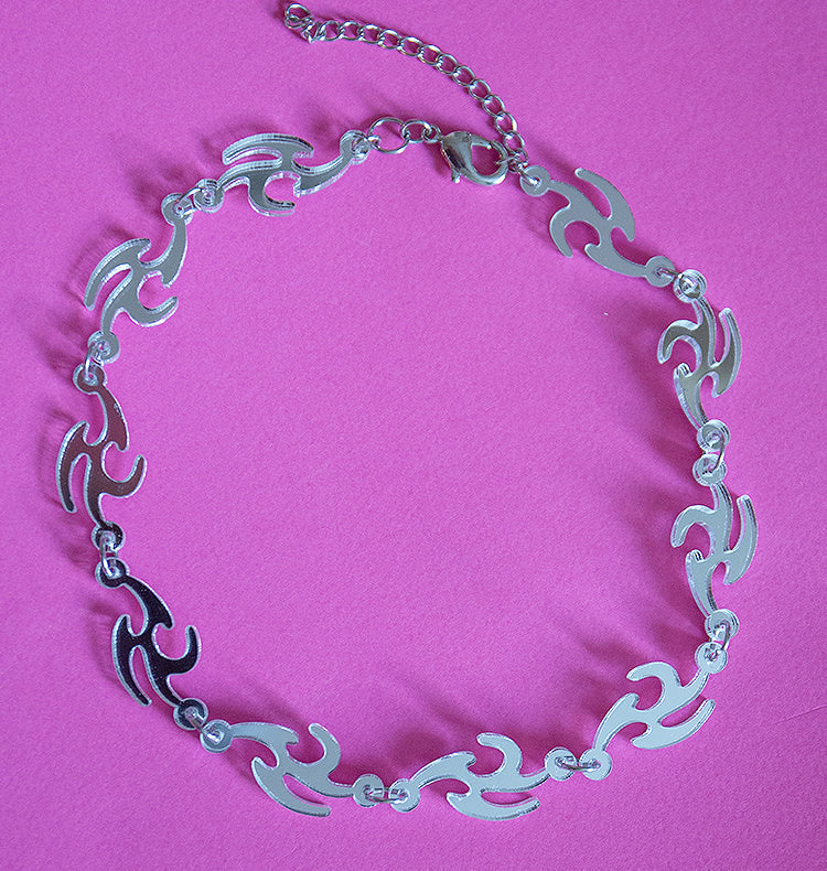 Cyber choker necklace silver