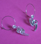 Cyber futuristic hoop earrings silver