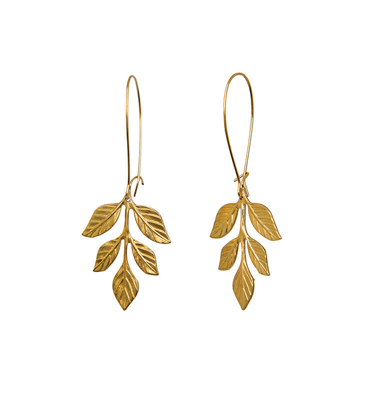 Fern small earrings brass