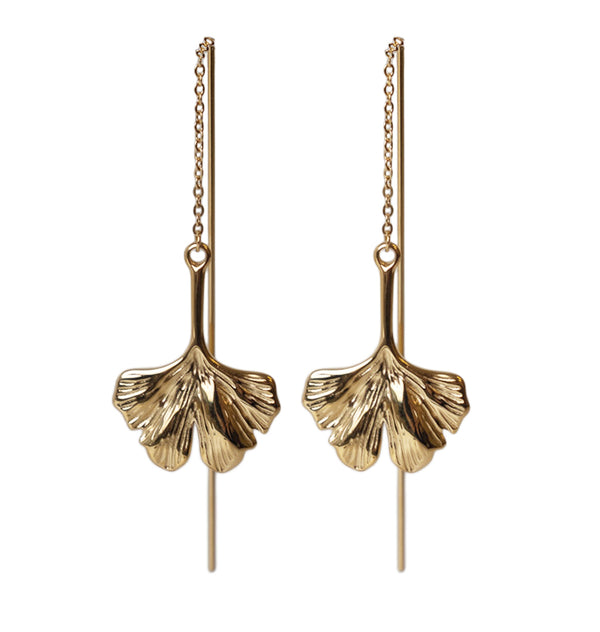 Ginko earrings chain gold