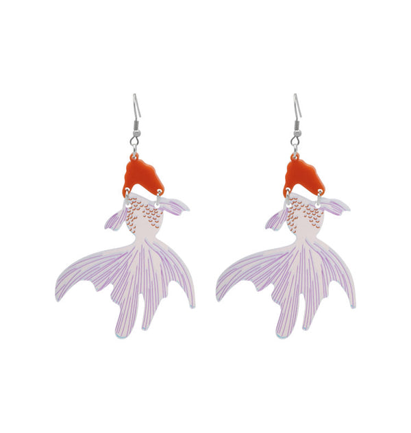 Goldfish earrings colorful