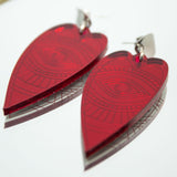 Red heart eye earrings