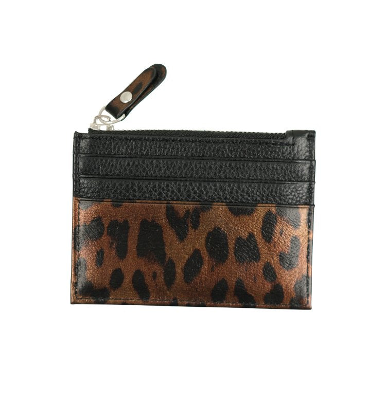 laney card wallet black leopard