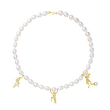 Monkey pärlhalsband guld