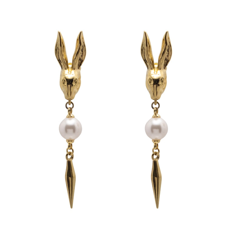Rabbit earrings gold