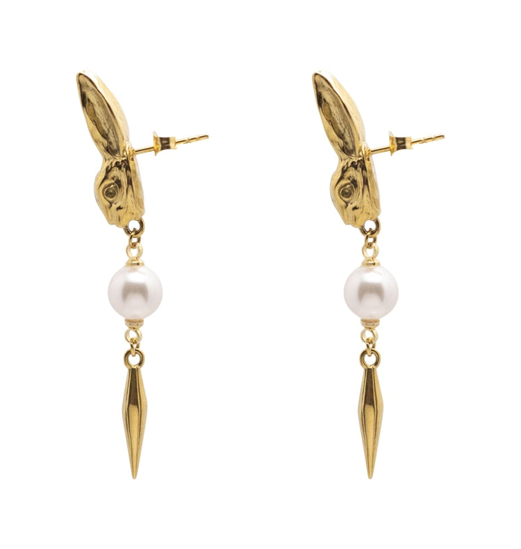 Rabbit earrings gold