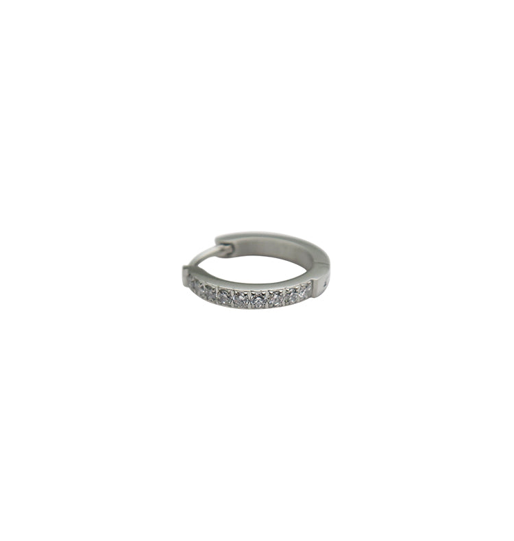 Silver hoop single earring glitter 12 mm
