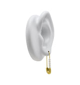 Safety pin pearl single earring gold