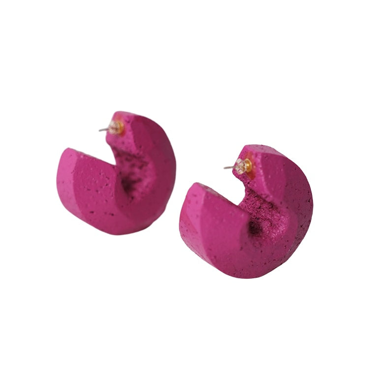 Shape earrings small cork pink