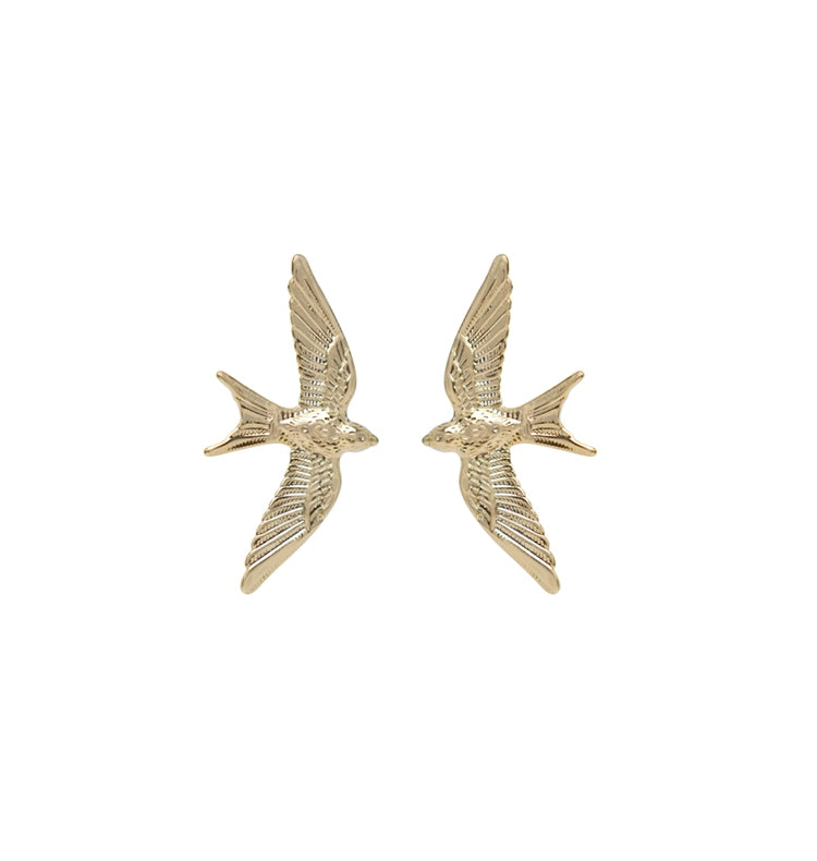 Swallows earrings gold