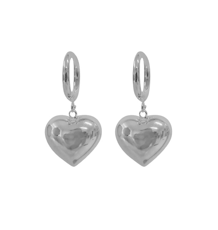 heart drop earrings silver