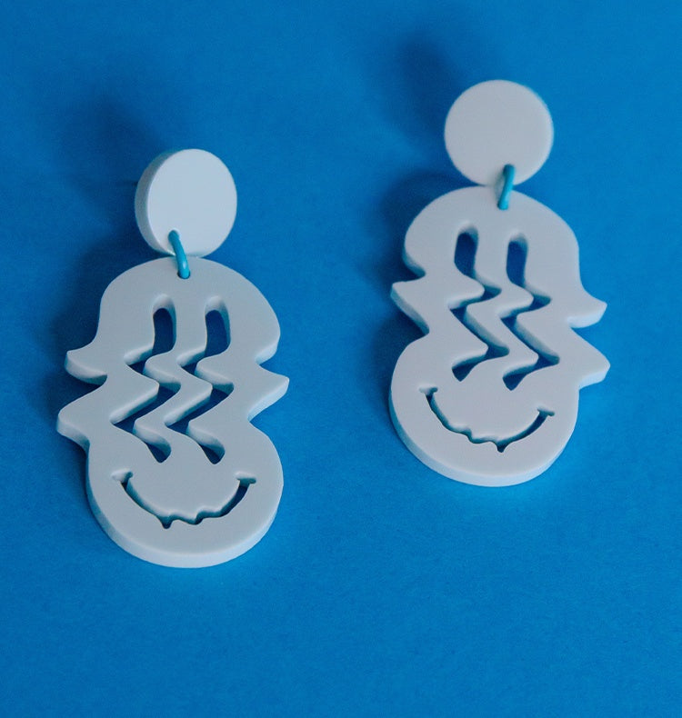 Baby blue Melting smiley Earrings