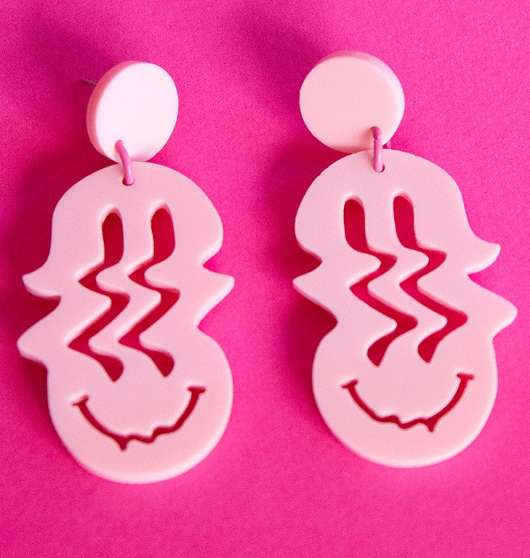 Baby Pink Melting smiley Earrings