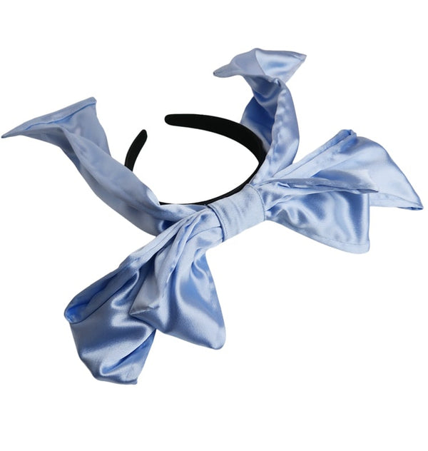 Big bow hair band blue