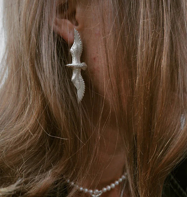Bird earrings silver