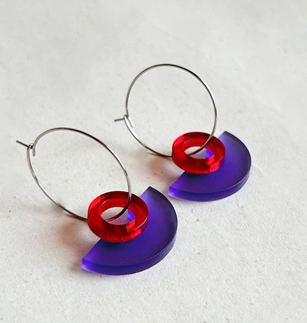 blok earrings purple/red