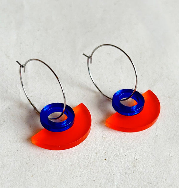 blok earrings orange/blue