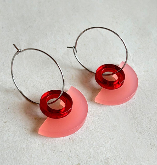 blok earrings pink/red