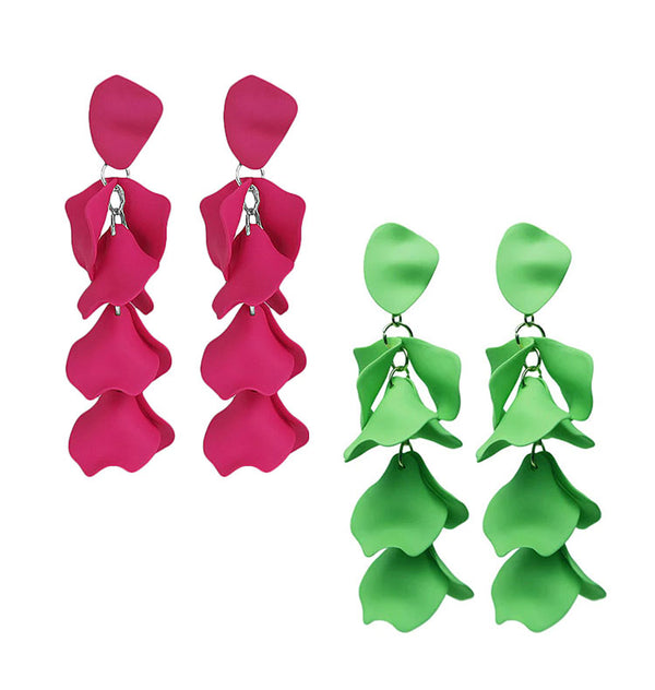 Flake earrings bundle pink & green